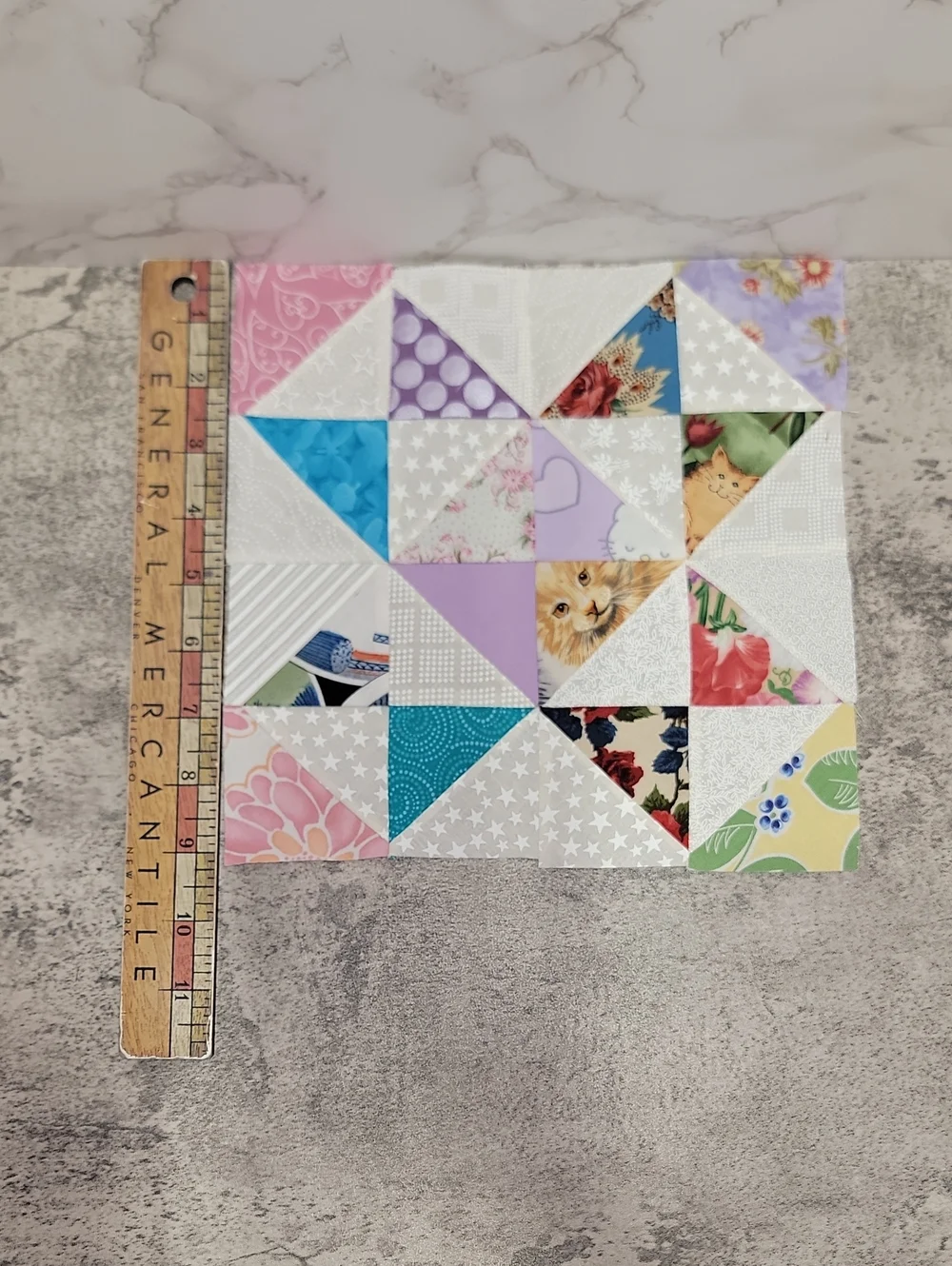 Vintage Handmade Patchwork Star quilt blocks Ohio Star Variation